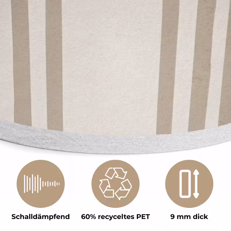 Minimalistisch - Boog - Lijnen - Beige Akoestische PET Vilt - Rond klein -closeup_DE