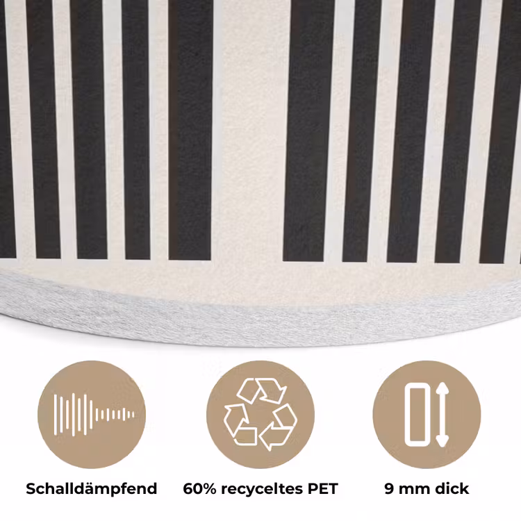 Minimalistisch - Zwarte boog - Gouden cirkel Akoestische PET Vilt - Rond klein -closeup_DE