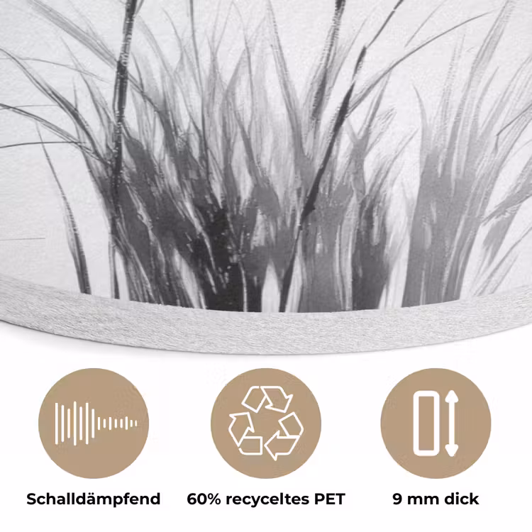 Minimalistisch - Stelen - Wit Akoestische PET Vilt - Rond klein -closeup_DE