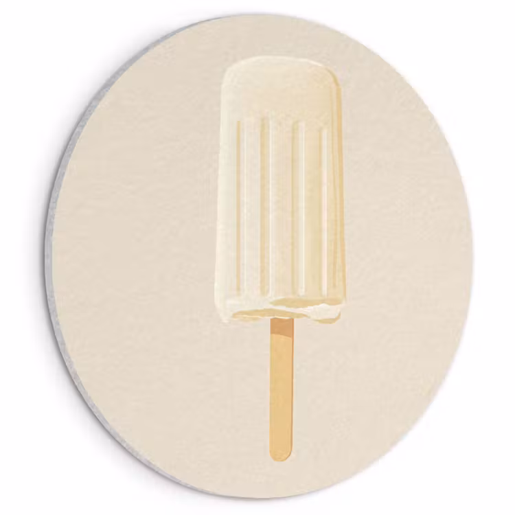 Minimalistisch - Waterijsje - Stokje - Beige Akoestische PET Vilt - Rond klein -3d