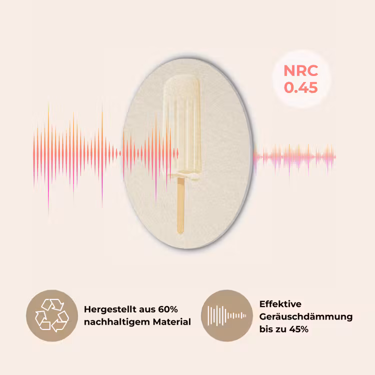Minimalistisch - Waterijsje - Stokje - Beige Akoestische PET Vilt - Rond klein -USP_DE