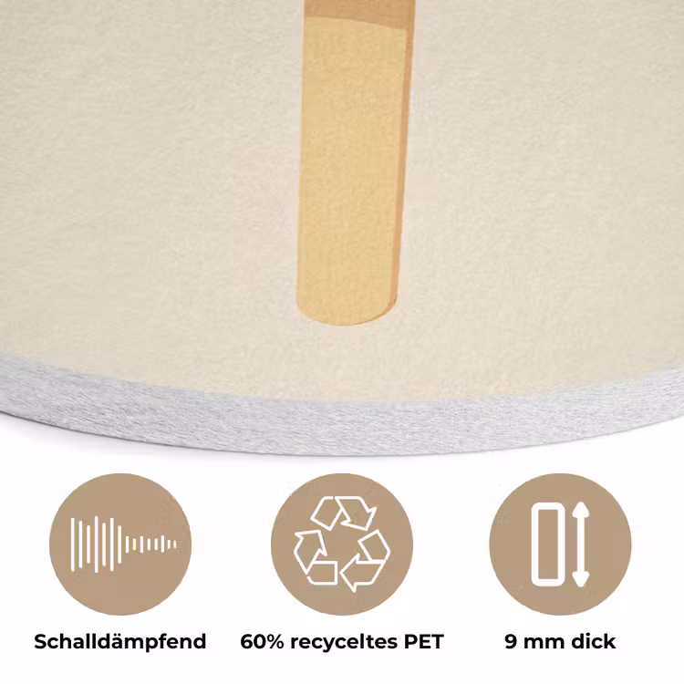 Minimalistisch - Waterijsje - Stokje - Beige Akoestische PET Vilt - Rond klein -closeup_DE