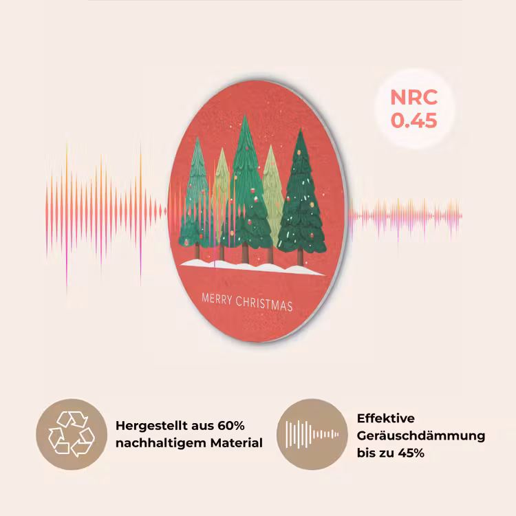 Minimalistisch - Kerstbomen - Rood - Sneeuw Akoestische PET Vilt - Rond klein -USP_DE