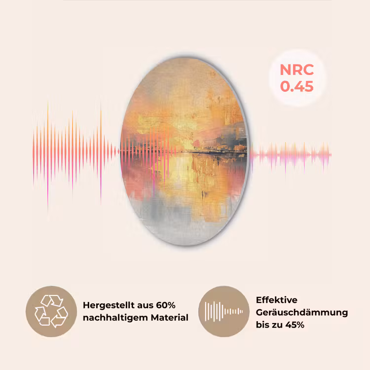 Modern - Abstract - Goud - Roze Akoestische PET Vilt - Rond klein -USP_DE