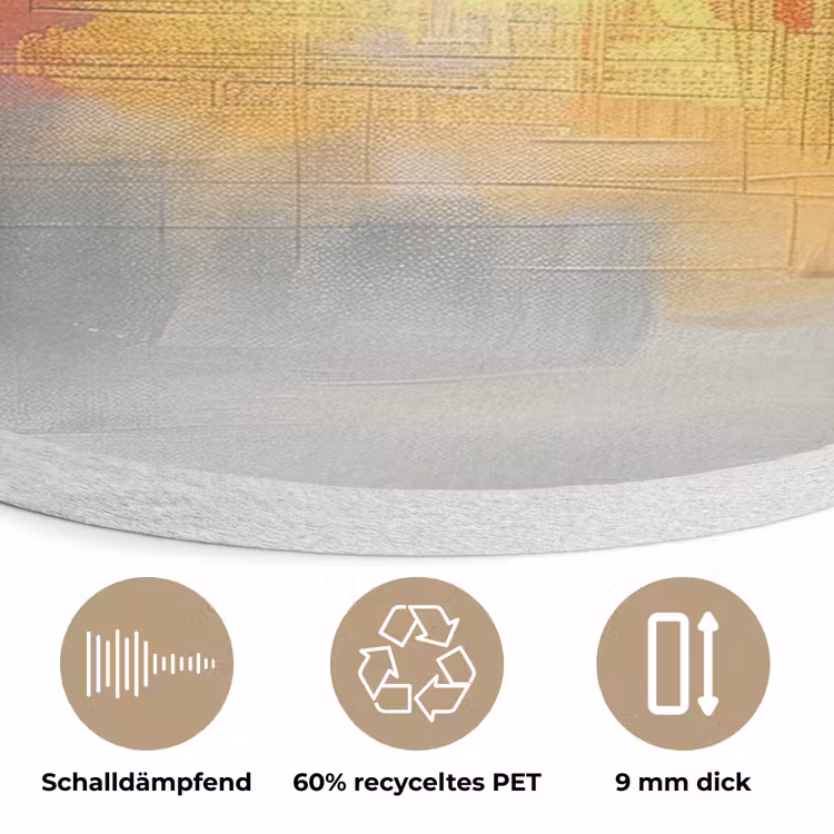 Modern - Abstract - Goud - Roze Akoestische PET Vilt - Rond klein -closeup_DE