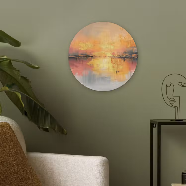 Modern - Abstract - Goud - Roze Akoestische PET Vilt - Rond klein -sfeer2
