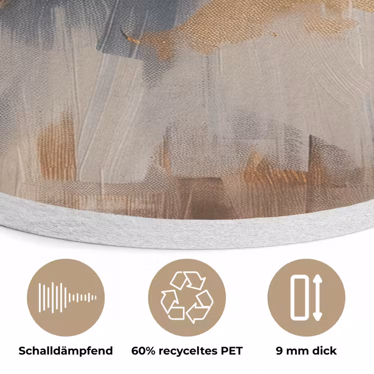Modern - Bruin - Abstract - Beige Akoestische PET Vilt - Rond klein -closeup_DE