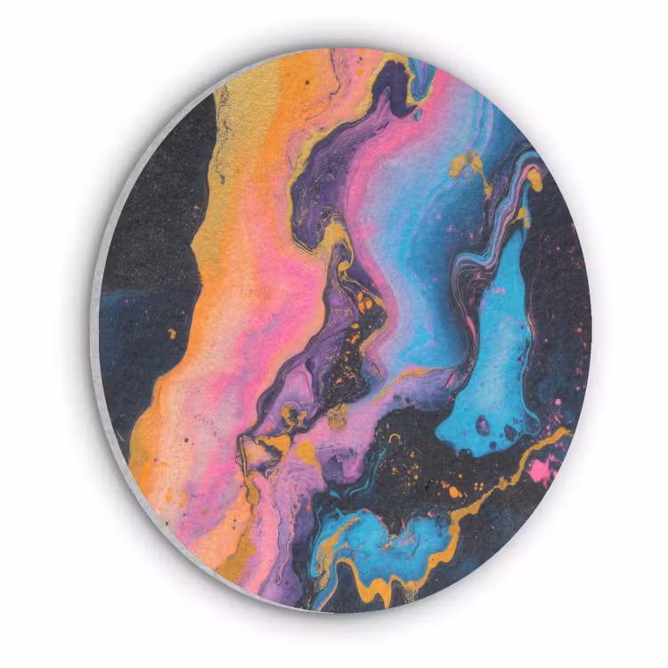 Modern - Marmer - Oranje Akoestische PET Vilt - Rond klein -3d