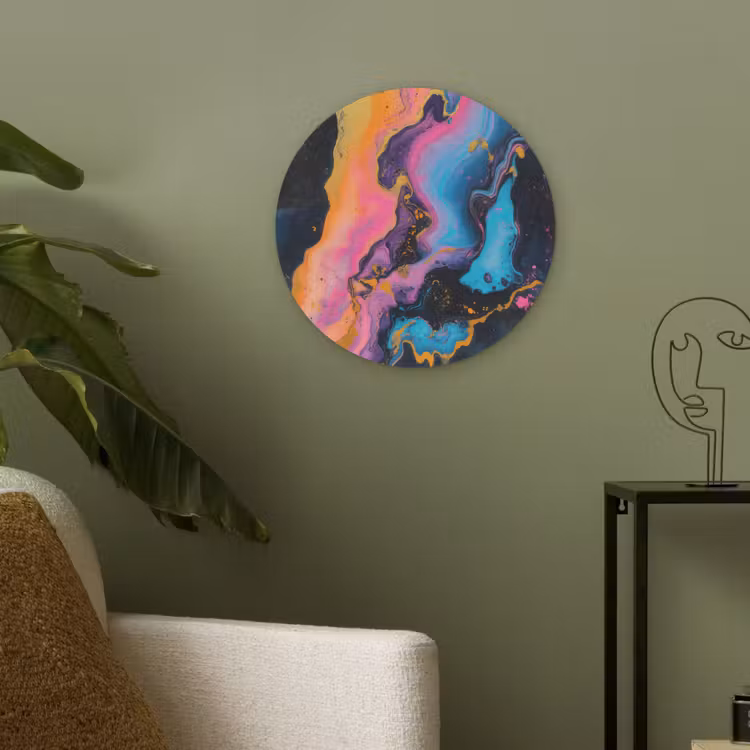 Modern - Marmer - Oranje Akoestische PET Vilt - Rond klein -sfeer2