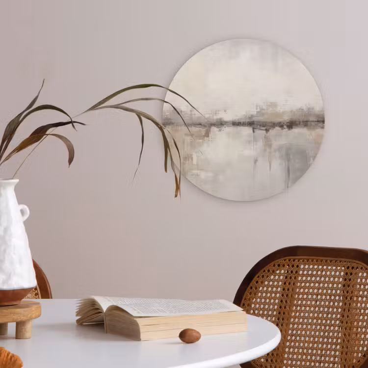 Moderne kunst - Abstract - Beige Akoestische PET Vilt - Rond klein -sfeer3