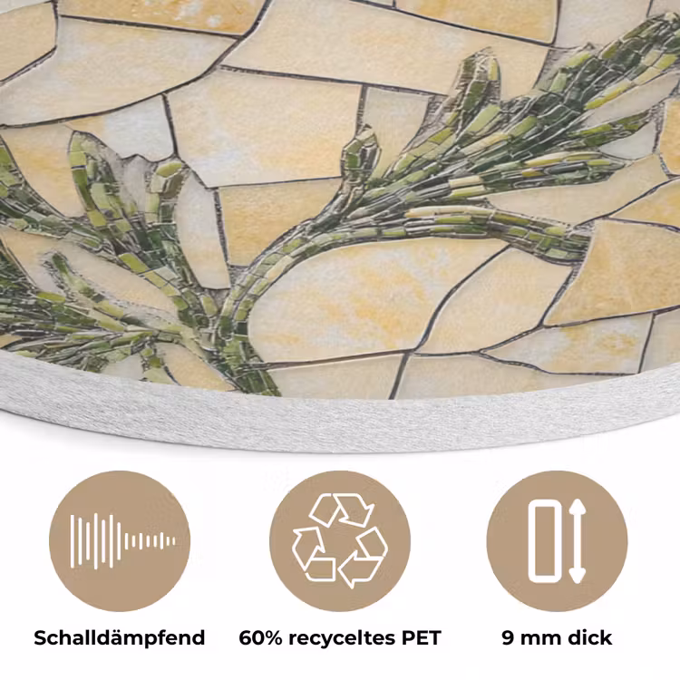 Klaprozen - Oranje - Mozaïek - Bladeren Akoestische PET Vilt - Rond klein -closeup_DE