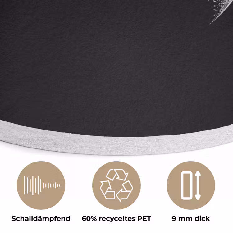Maan - Hemel - Zwart - Schaduw Akoestische PET Vilt - Rond klein -closeup_DE