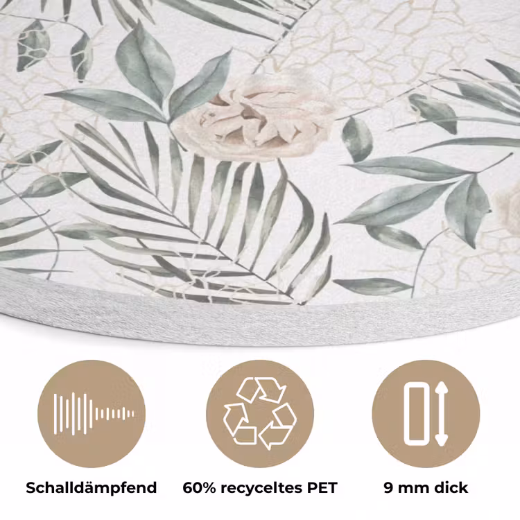 Monstera - Palmblad - Jungle - Tropisch Akoestische PET Vilt - Rond klein -closeup_DE