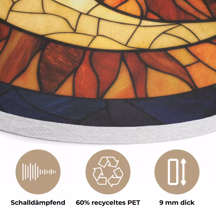 Mozaïek - Glas - Maan - Donkerblauw Akoestische PET Vilt - Rond klein -closeup_DE