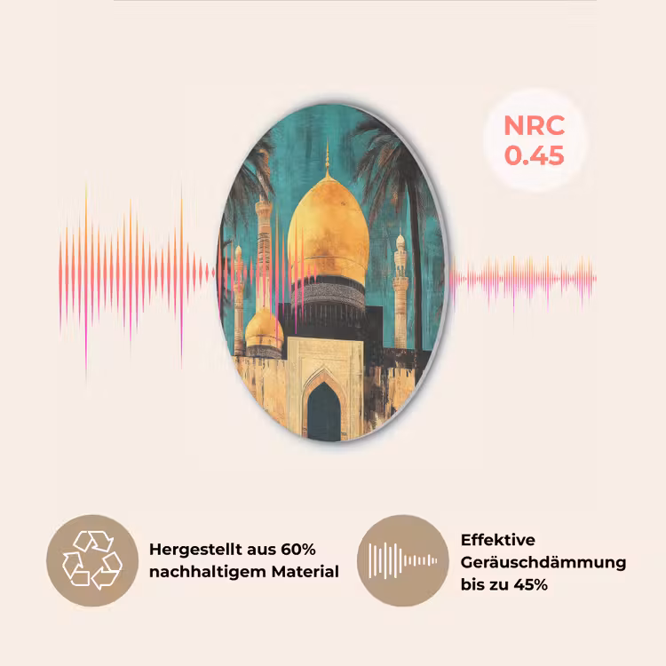Moskee - Goud - Arabisch - Islamitische Akoestische PET Vilt - Rond klein -USP_DE