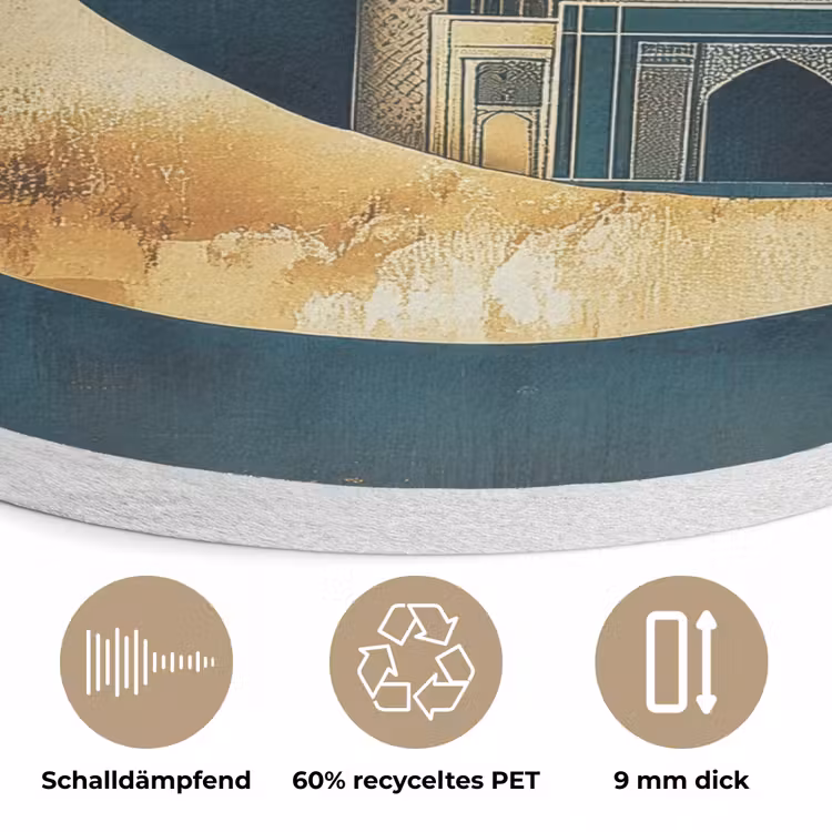 Moskee - Halve maan - Goud - Ramadan - Islamitische Akoestische PET Vilt - Rond klein -closeup_DE