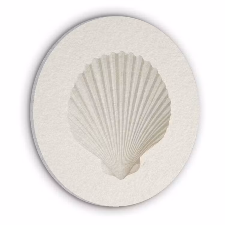 Schelp - Minimalistisch - Wit Akoestische PET Vilt - Rond klein -3d