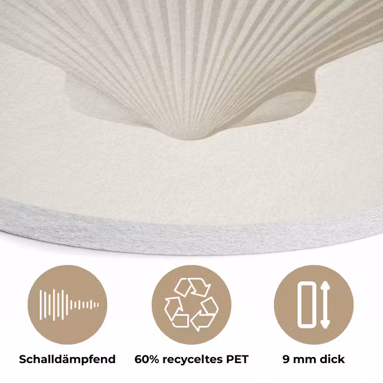 Schelp - Minimalistisch - Wit Akoestische PET Vilt - Rond klein -closeup_DE
