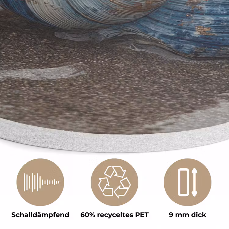 Schelp - Strand - Blauw - Zee Akoestische PET Vilt - Rond klein -closeup_DE