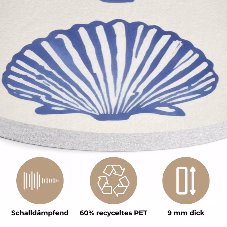 Schelpen - Blauw - Patroon Akoestische PET Vilt - Rond klein -closeup_DE