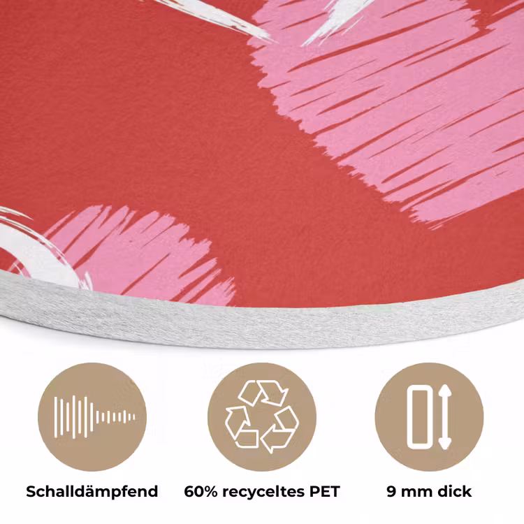 Patroon - Hartjes - Roze - Valentijn Akoestische PET Vilt - Rond klein -closeup_DE