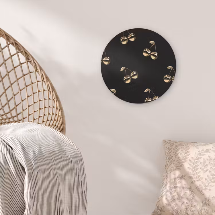 Patroon - Kersen - Goud - Chrome Akoestische PET Vilt - Rond klein -sfeer4