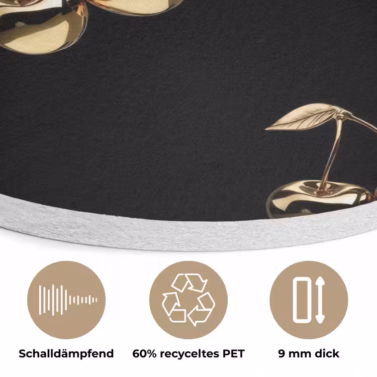 Patroon - Kersen - Goud - Chrome Akoestische PET Vilt - Rond klein -closeup_DE