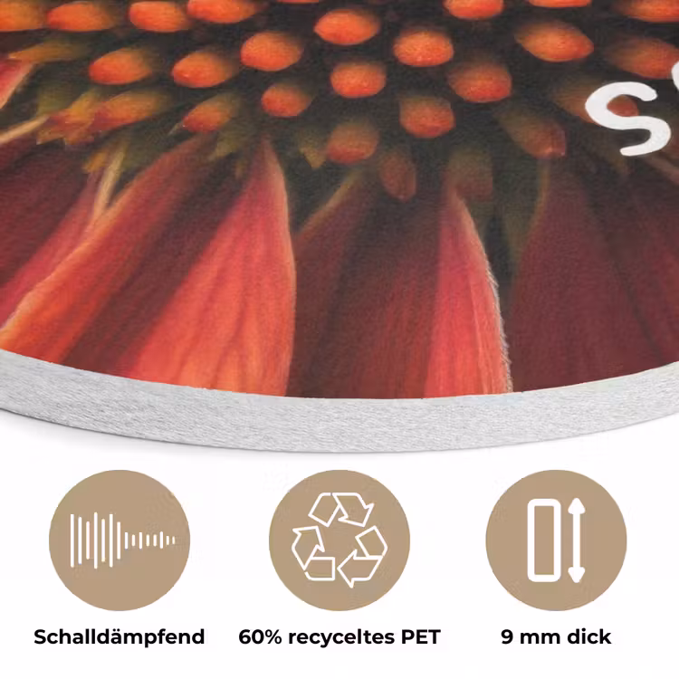 Close up - Bloem - Quote - Rood Akoestische PET Vilt - Rond klein -closeup_DE