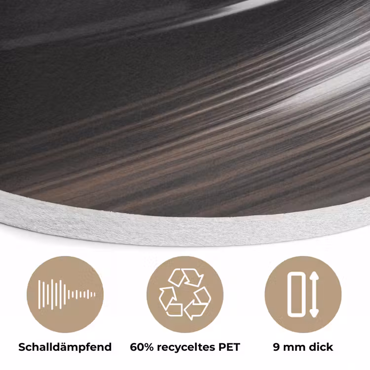 Close-up - Vinylplaat - Platenspeler - Zwart Akoestische PET Vilt - Rond klein -closeup_DE