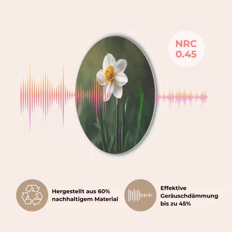 Narcis - Bloem - Wit - Grassprieten Akoestische PET Vilt - Rond klein -USP_DE