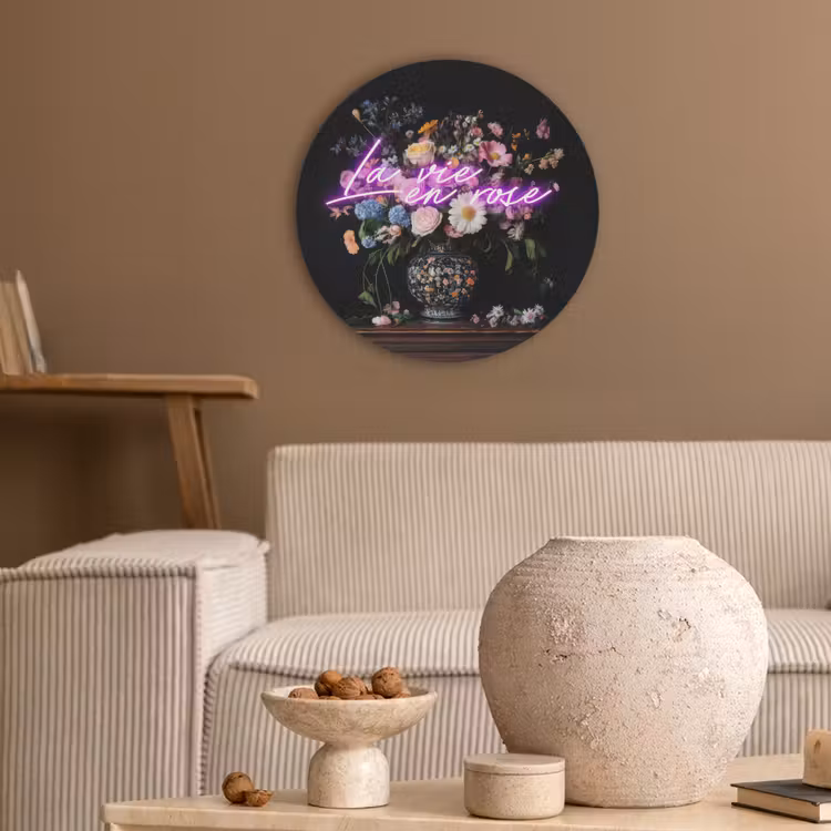 Neon - Vaas - Bloemen Akoestische PET Vilt - Rond klein -sfeer1