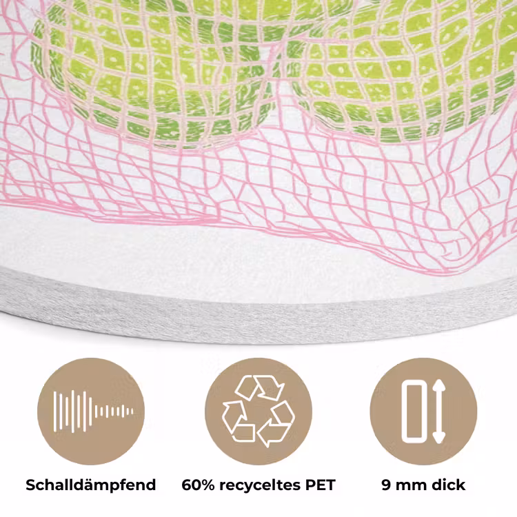 Netzakje - Roze - Illustratie - Limoenen Akoestische PET Vilt - Rond klein -closeup_DE
