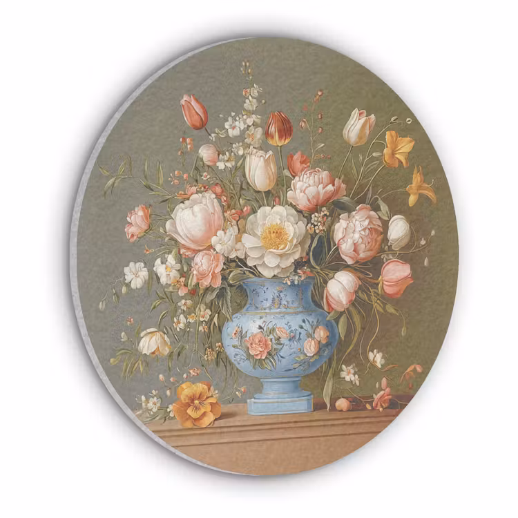 Neutral - Bloemen - Boeket - Vaas Akoestische PET Vilt - Rond klein -3d