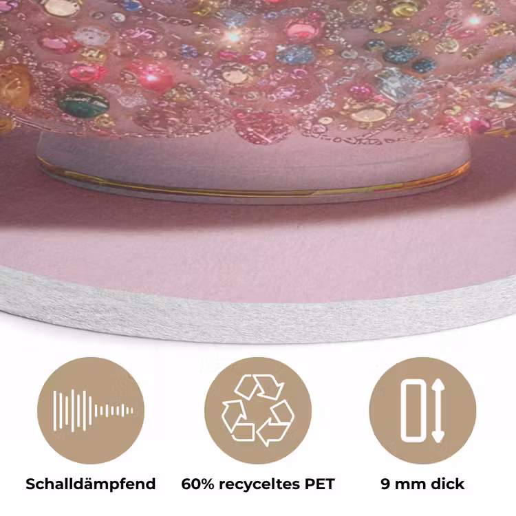 Noodles - Edelstenen - Stokjes - Roze Akoestische PET Vilt - Rond klein -closeup_DE