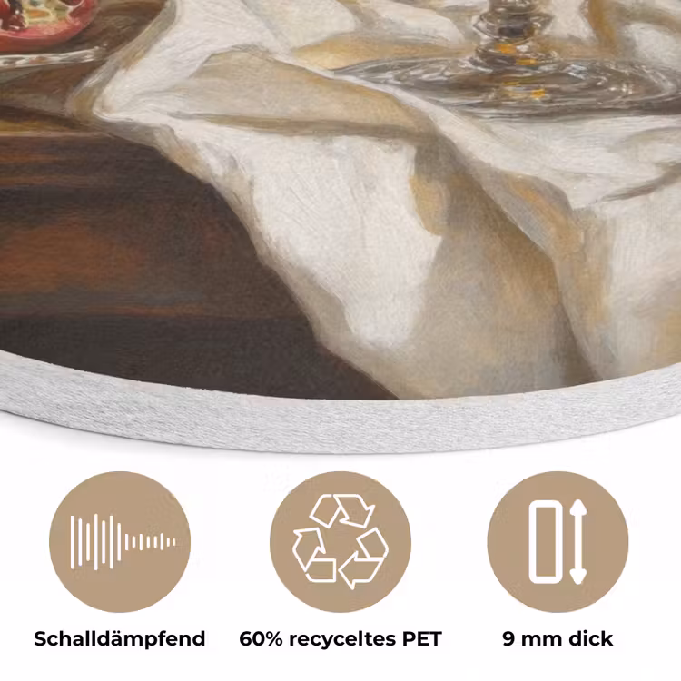 Fruit - Stilleven - Wijn - Kaars Akoestische PET Vilt - Rond klein -closeup_DE