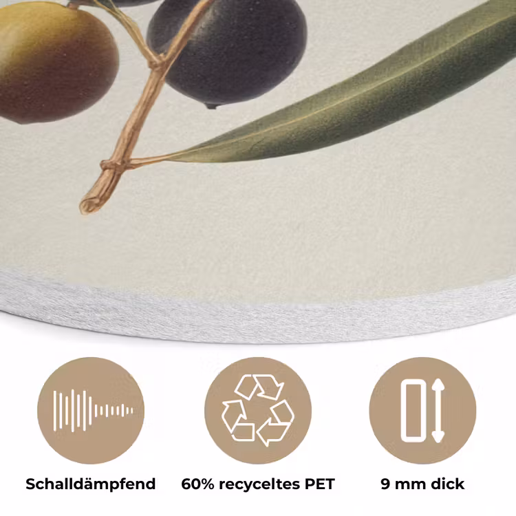 Olijftak - Donkergroen - Olijven Akoestische PET Vilt - Rond klein -closeup_DE