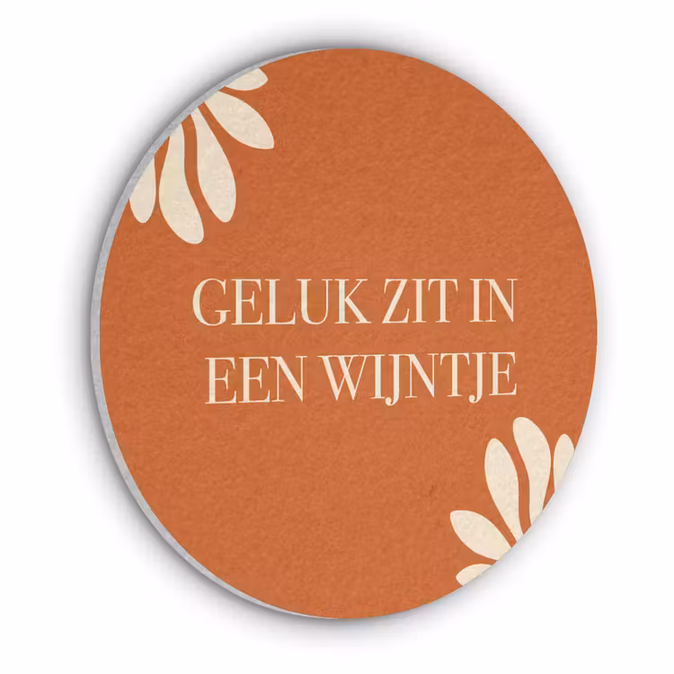 Oranje - Wijntje - Quote Akoestische PET Vilt - Rond klein -3d