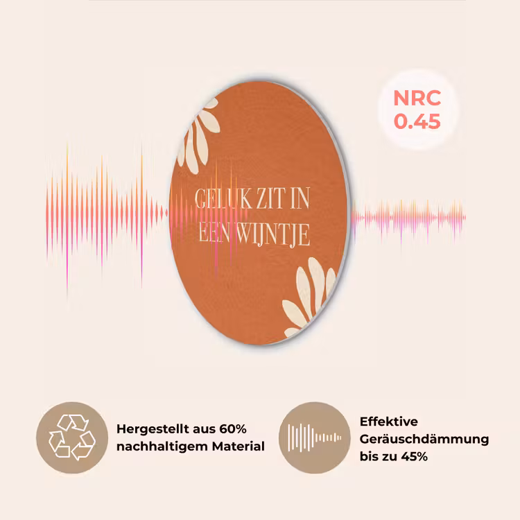 Oranje - Wijntje - Quote Akoestische PET Vilt - Rond klein -USP_DE