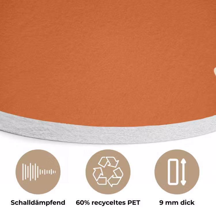 Oranje - Wijntje - Quote Akoestische PET Vilt - Rond klein -closeup_DE