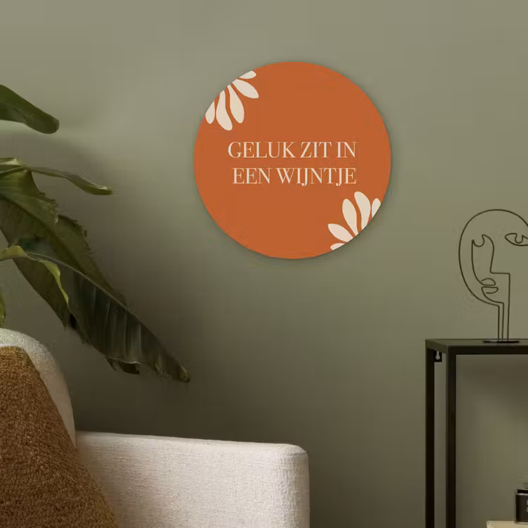 Oranje - Wijntje - Quote Akoestische PET Vilt - Rond klein -sfeer2