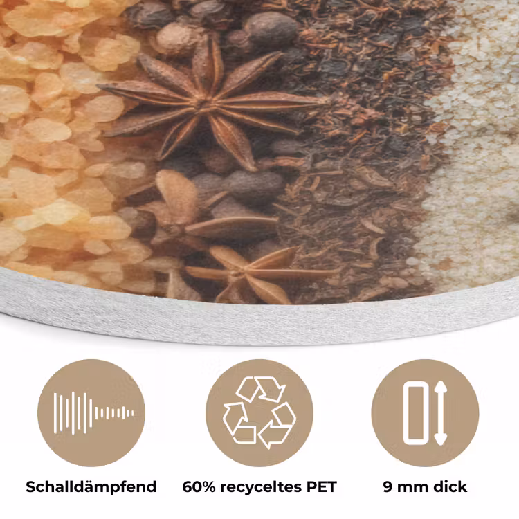 Banen - Verticaal - Kruiden - Variatie Akoestische PET Vilt - Rond klein -closeup_DE