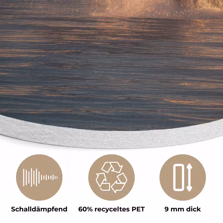 Orka - Zee - Zonsondergang Akoestische PET Vilt - Rond klein -closeup_DE