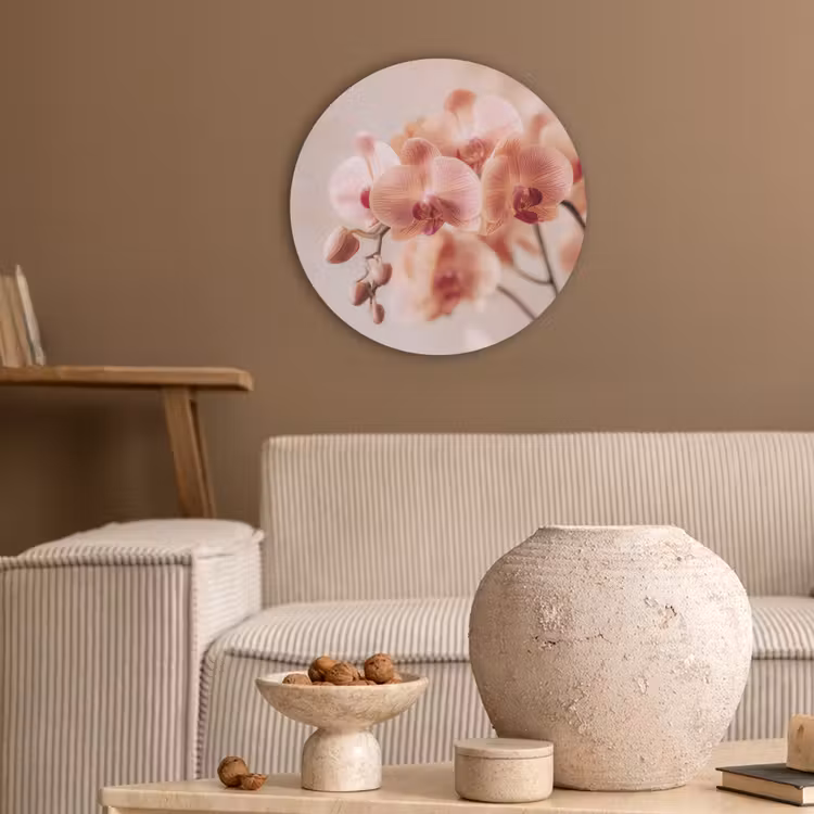 Orchidee - Bloemen - Roze - Bloemblaadjes Akoestische PET Vilt - Rond klein -sfeer1