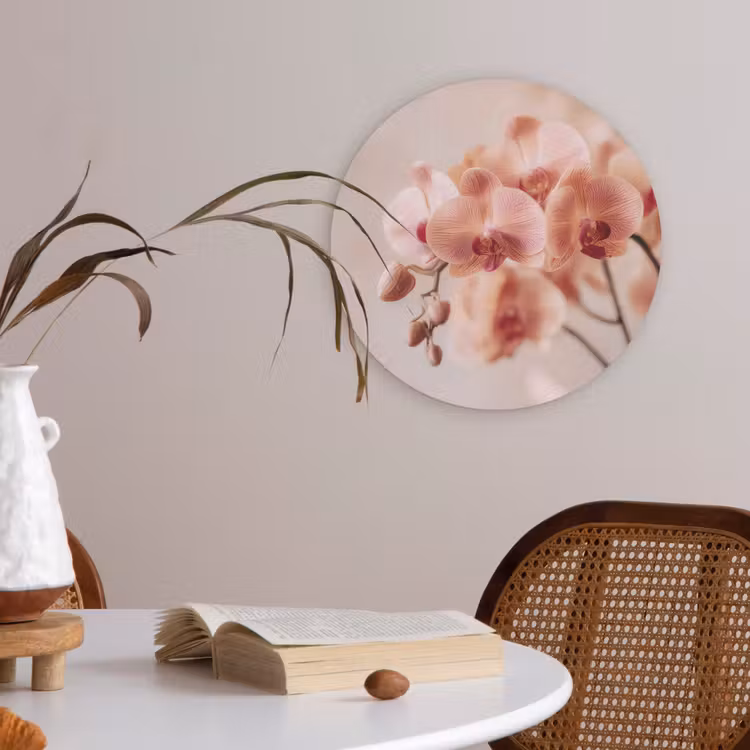 Orchidee - Bloemen - Roze - Bloemblaadjes Akoestische PET Vilt - Rond klein -sfeer3