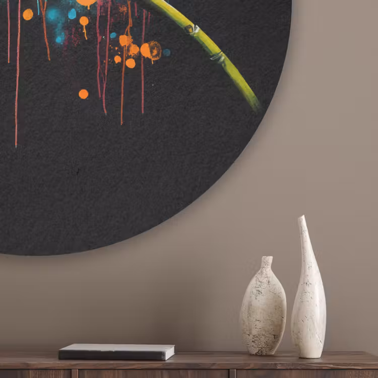Orchidee - Graffiti - Kleurrijk - Bloemen - Abstract Akoestische PET Vilt - Rond klein -sfeer5_closeup