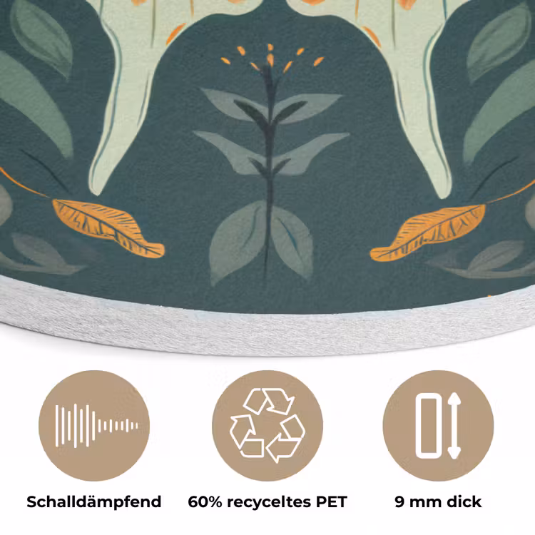 Sierlijk - Vlinder - Groen - Bladeren Akoestische PET Vilt - Rond klein -closeup_DE