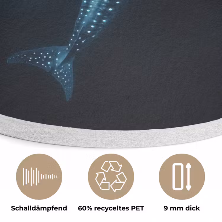 Oceaan - Walvishaai - Donkerblauw - Vlekken Akoestische PET Vilt - Rond klein -closeup_DE