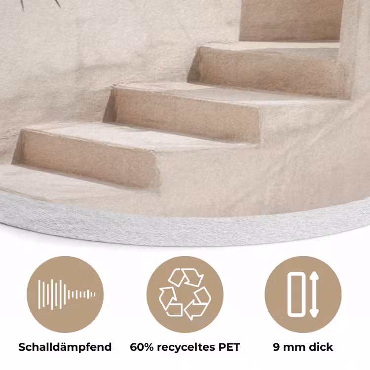 Palmboom - Schaduw - Trap - Beige Akoestische PET Vilt - Rond klein -closeup_DE