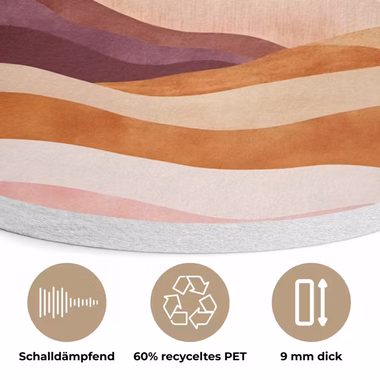 Palmbomen - Abstract - Zon - Heuvels Akoestische PET Vilt - Rond klein -closeup_DE