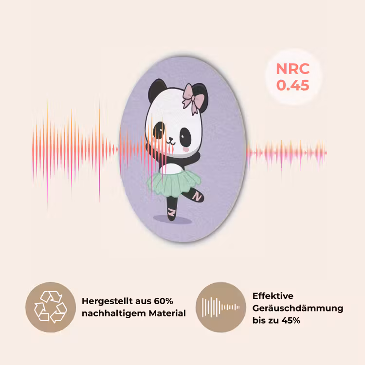 Panda - Paars - Sierlijk - Kawaii Akoestische PET Vilt - Rond klein -USP_DE